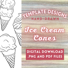 Load image into Gallery viewer, Set of 3 Ice Cream Cone Templates