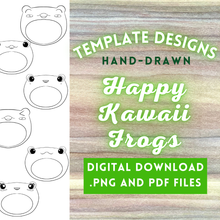 Load image into Gallery viewer, Set of 6 Kawaii Frog Templates