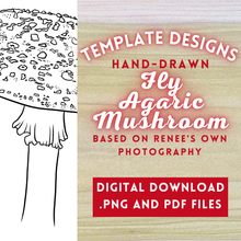 Load image into Gallery viewer, Hand-Drawn Fly Agaric Mushroom Template
