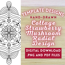 Load image into Gallery viewer, Hand-Drawn Strawberry Mushroom Mandala Template