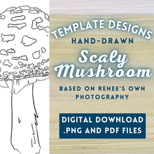 Load image into Gallery viewer, Hand-Drawn Scaly Mushroom Template