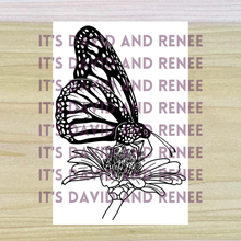 Load image into Gallery viewer, Hand-Drawn Monarch Butterfly on a Zinnia Template