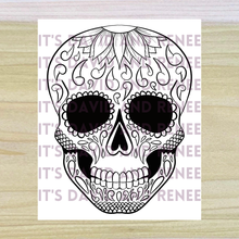 Load image into Gallery viewer, Hand-Drawn Sunflower Sugar Skull Template