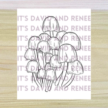 Load image into Gallery viewer, Hand-Drawn "Fairy Inkcap" Mushroom Cluster Template