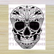 Load image into Gallery viewer, Hand-Drawn Lotus Skull Template