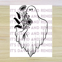Load image into Gallery viewer, Hand-Drawn Fall Floral Bouquet Ghost Template