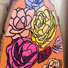 Load image into Gallery viewer, "Roses & Ranunculus" Pyrography Art