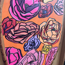 Load image into Gallery viewer, "Roses & Ranunculus" Pyrography Art