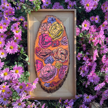 Load image into Gallery viewer, "Roses & Ranunculus" Pyrography Art