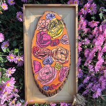 Load image into Gallery viewer, "Roses & Ranunculus" Pyrography Art