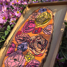Load image into Gallery viewer, "Roses & Ranunculus" Pyrography Art