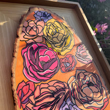 Load image into Gallery viewer, "Roses & Ranunculus" Pyrography Art