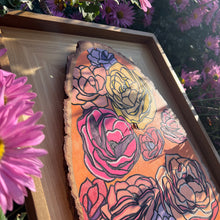 Load image into Gallery viewer, "Roses & Ranunculus" Pyrography Art