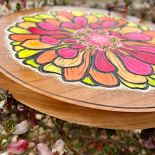 Load image into Gallery viewer, "Neon Zinnia" Pyrography Art