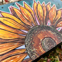 Load image into Gallery viewer, "Almost Ink" Sunflower Pyrography Art