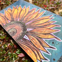 Load image into Gallery viewer, "Almost Ink" Sunflower Pyrography Art