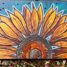 Load image into Gallery viewer, "Almost Ink" Sunflower Pyrography Art