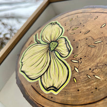 Load image into Gallery viewer, Dogwood on Live Edge Cherry I // Shadow Box Pyrography Art