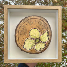Load image into Gallery viewer, Dogwood on Live Edge Cherry II // Shadow Box Pyrography Art