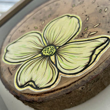 Load image into Gallery viewer, Dogwood on Live Edge Cherry II // Shadow Box Pyrography Art