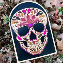 Load image into Gallery viewer, Lotus Sugar Skull Pyrography Art
