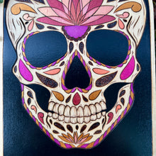 Load image into Gallery viewer, Lotus Sugar Skull Pyrography Art