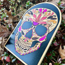 Load image into Gallery viewer, Lotus Sugar Skull Pyrography Art