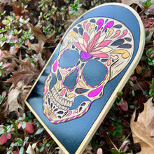 Load image into Gallery viewer, Lotus Sugar Skull Pyrography Art