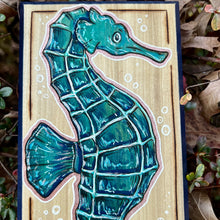 Load image into Gallery viewer, Seahorse Pyrography Art