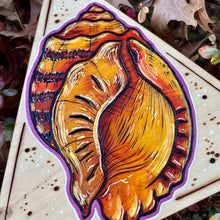 Load image into Gallery viewer, Orange Conch Shell Shelf-Sitter Pyrography Art