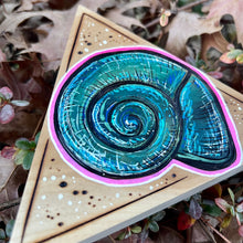 Load image into Gallery viewer, Curly Shell Shelf-Sitter Pyrography Art