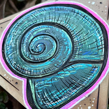 Load image into Gallery viewer, Curly Shell Shelf-Sitter Pyrography Art