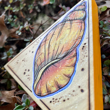Load image into Gallery viewer, Yellow Periwinkle Shell Shelf-Sitter Pyrography Art