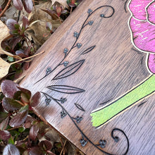 Load image into Gallery viewer, Walnut Zinnia Pyrography Art