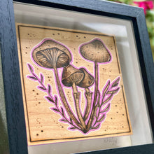 Load image into Gallery viewer, Mushrooms // Shadow Box Pyrography Art