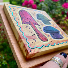Load image into Gallery viewer, Box Elder Mushroom Trio Pyrography Art