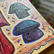 Load image into Gallery viewer, Box Elder Mushroom Trio Pyrography Art