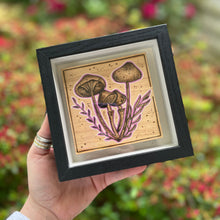 Load image into Gallery viewer, Mushrooms // Shadow Box Pyrography Art