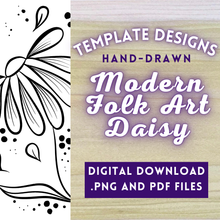 Load image into Gallery viewer, Hand-Drawn Modern Folk Art Daisy Template