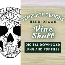 Load image into Gallery viewer, Hand-Drawn Vine Skull Template