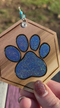 Load and play video in Gallery viewer, Chunky Glitter Blue Paw Print Ornament