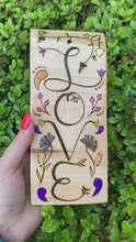Load and play video in Gallery viewer, "L O V E" Fraktur-Inspired Pyrography Folk Art
