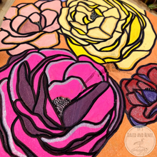 Load image into Gallery viewer, "Roses & Ranunculus" Pyrography Art