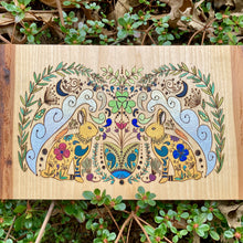 Load image into Gallery viewer, "Under the Rabbit's Harvest Moon Folk Art" Pyrography Art