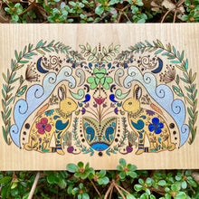 Load image into Gallery viewer, "Under the Rabbit's Harvest Moon Folk Art" Pyrography Art