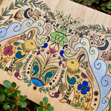Load image into Gallery viewer, "Under the Rabbit's Harvest Moon Folk Art" Pyrography Art