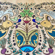 Load image into Gallery viewer, "Under the Rabbit's Harvest Moon Folk Art" Pyrography Art