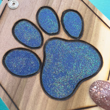 Load image into Gallery viewer, Chunky Glitter Blue Paw Print Ornament