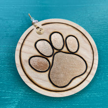 Load image into Gallery viewer, Light Gold Paw Print Ornament