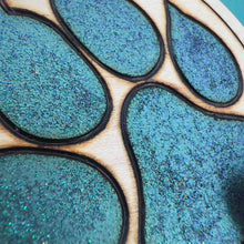 Load image into Gallery viewer, Chunky Glitter Teal Paw Print Ornament